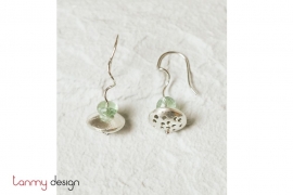 Lotus seed head and green Prehnite earrings
